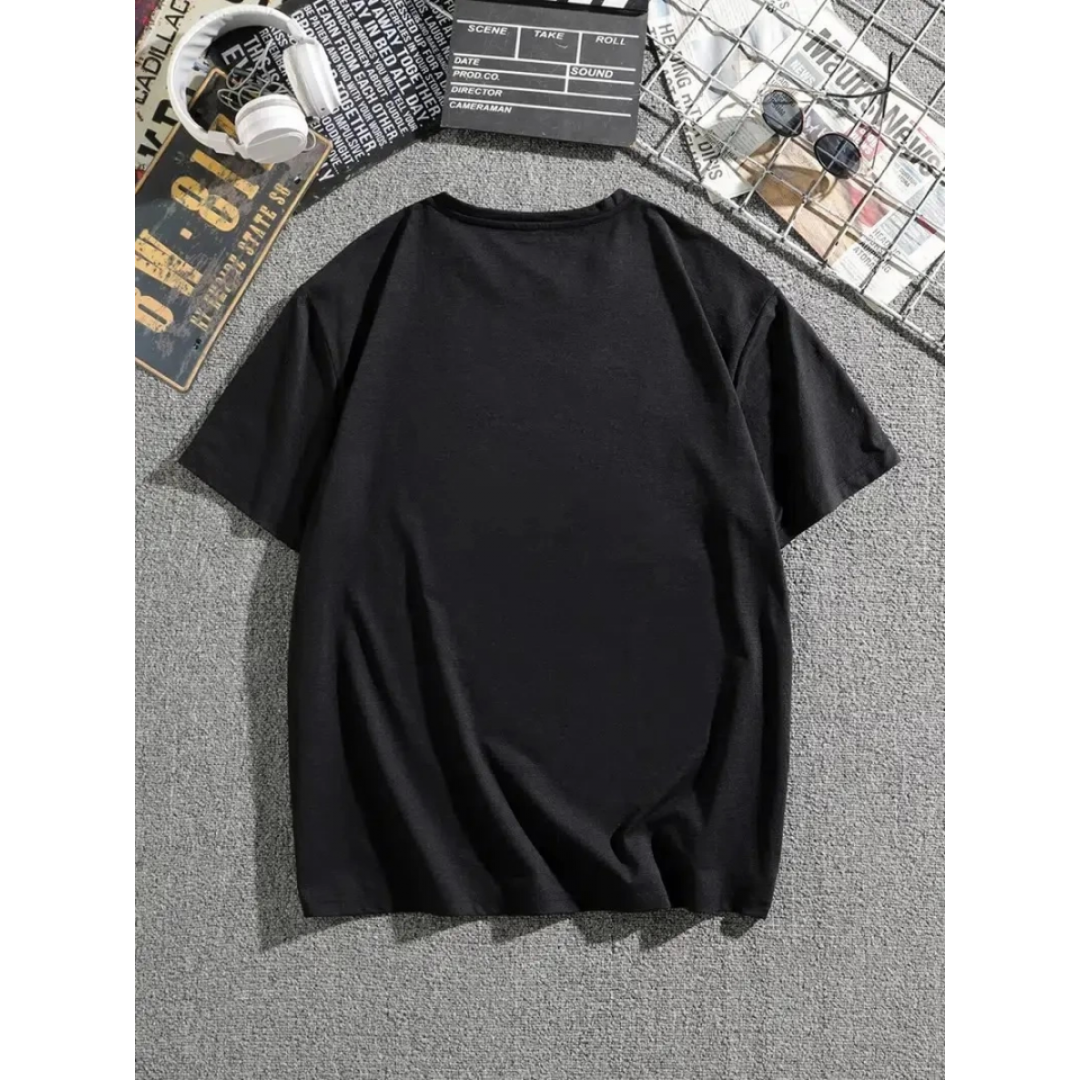 Erkek Dağ Grafikli Tişört, Yaz Için Büyük Beden Rahat T-shirt - Siyah 159034