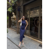 Osy Modal Yumuşak Dokulu Kumaş Bisiklet Yaka Sıfır Kolsuz Yırtmaçlı Uzun Elbise - Mavi - 159402 Osy Modal Yumuşak Dokulu Kumaş Bisiklet Yaka Sıfır Kolsuz Yırtmaçlı Uzun Elbise - Mavi - 159402