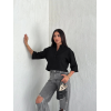 Crop Yakalı Gömlek Üç Çeyrek Sleeve Kol - Siyah 159603 Crop Yakalı Gömlek Üç Çeyrek Sleeve Kol - Siyah 159603