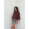 Crop Yakalı Gömlek Üç Çeyrek Sleeve Kol - Kahverengi 159604 Crop Yakalı Gömlek Üç Çeyrek Sleeve Kol - Kahverengi 159604