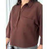 Crop Yakalı Gömlek Üç Çeyrek Sleeve Kol - Kahverengi 159604 Crop Yakalı Gömlek Üç Çeyrek Sleeve Kol - Kahverengi 159604