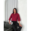 Crop Yakalı Gömlek Üç Çeyrek Sleeve Kol - Bordo 159606