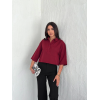 Crop Yakalı Gömlek Üç Çeyrek Sleeve Kol - Bordo 159606