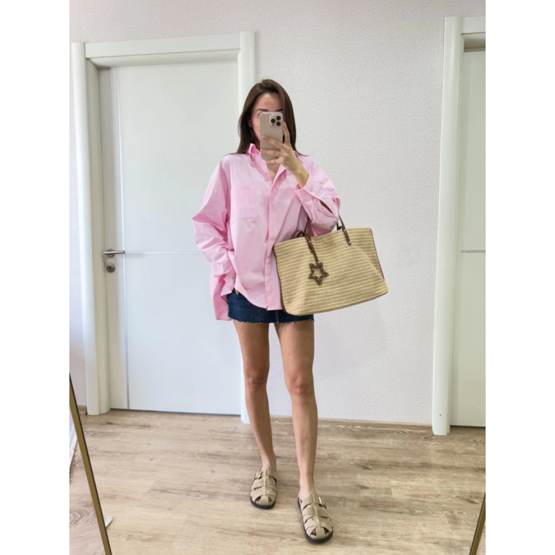 Yakalı Yandan Yırtmaçlı Gömlek - Pembe 159794 Yakalı Yandan Yırtmaçlı Gömlek - Pembe 159794