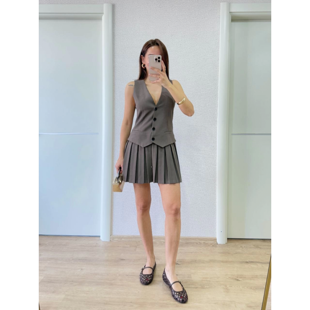 Takım Görünümlu Yelekli Mini Elbise- Füme 159856 Takım Görünümlu Yelekli Mini Elbise- Füme 159856