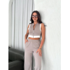 Osy Modal Yumuşak Dokulu Kumaş Tam Fermuarlı Crop Pantalon İkili Takım - Gri 159903