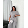 Osy Modal Yumuşak Dokulu Kumaş Bisiklet Yaka T-shirt  Bol Paça Pantalon Ikili Takım - Boyalı Gri 159906