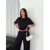 Osy Modal Yumuşak Dokulu Kumaş Bisiklet Yaka T-shirt Bol Paça Pantalon Ikili Takım -Siyah 159907 Osy Modal Yumuşak Dokulu Kumaş Bisiklet Yaka T-shirt Bol Paça Pantalon Ikili Takım -Siyah 159907