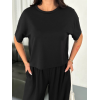 Osy Modal Yumuşak Dokulu Kumaş Bisiklet Yaka T-shirt Bol Paça Pantalon Ikili Takım -Siyah 159907 Osy Modal Yumuşak Dokulu Kumaş Bisiklet Yaka T-shirt Bol Paça Pantalon Ikili Takım -Siyah 159907