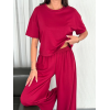 Osy Modal Yumuşak Dokulu Kumaş Bisiklet Yaka T-shirt Bol Paça Pantalon Ikili Takım -Bordo 159909 Osy Modal Yumuşak Dokulu Kumaş Bisiklet Yaka T-shirt Bol Paça Pantalon Ikili Takım -Bordo 159909