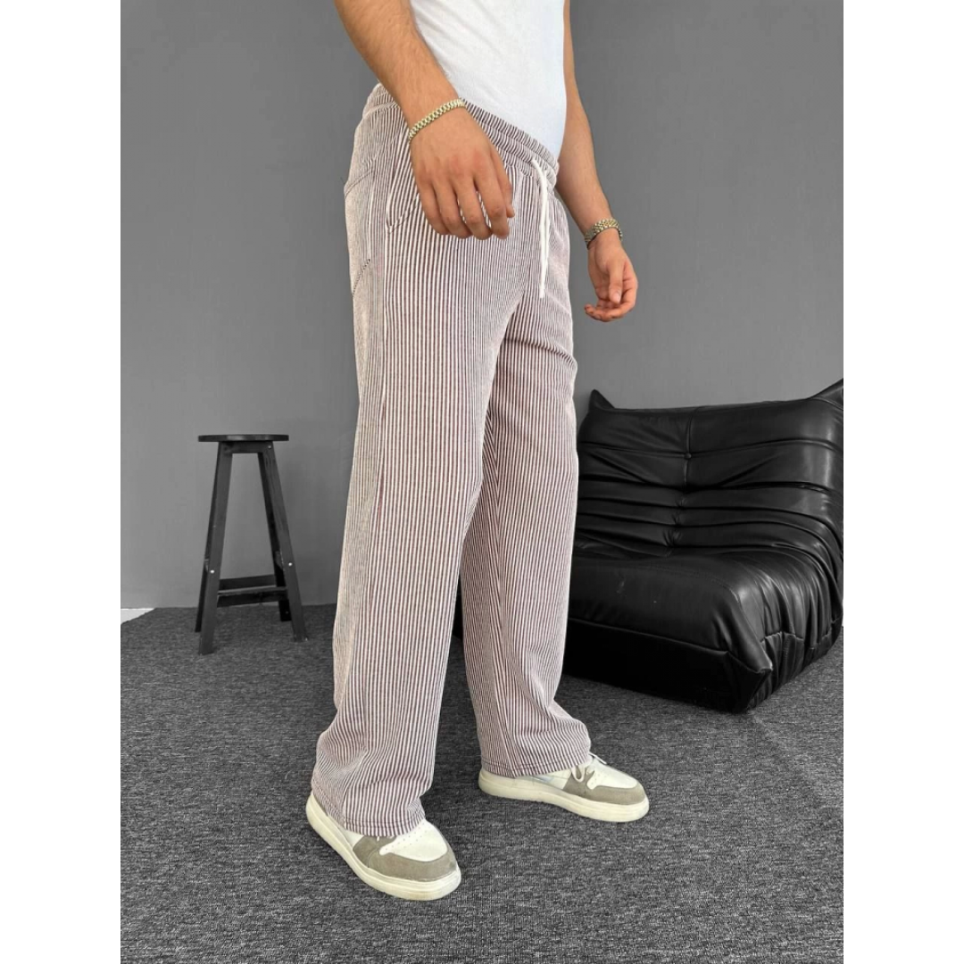 Su Yolu Çizgili Cepli Pantalon - Kahverengi - 160907