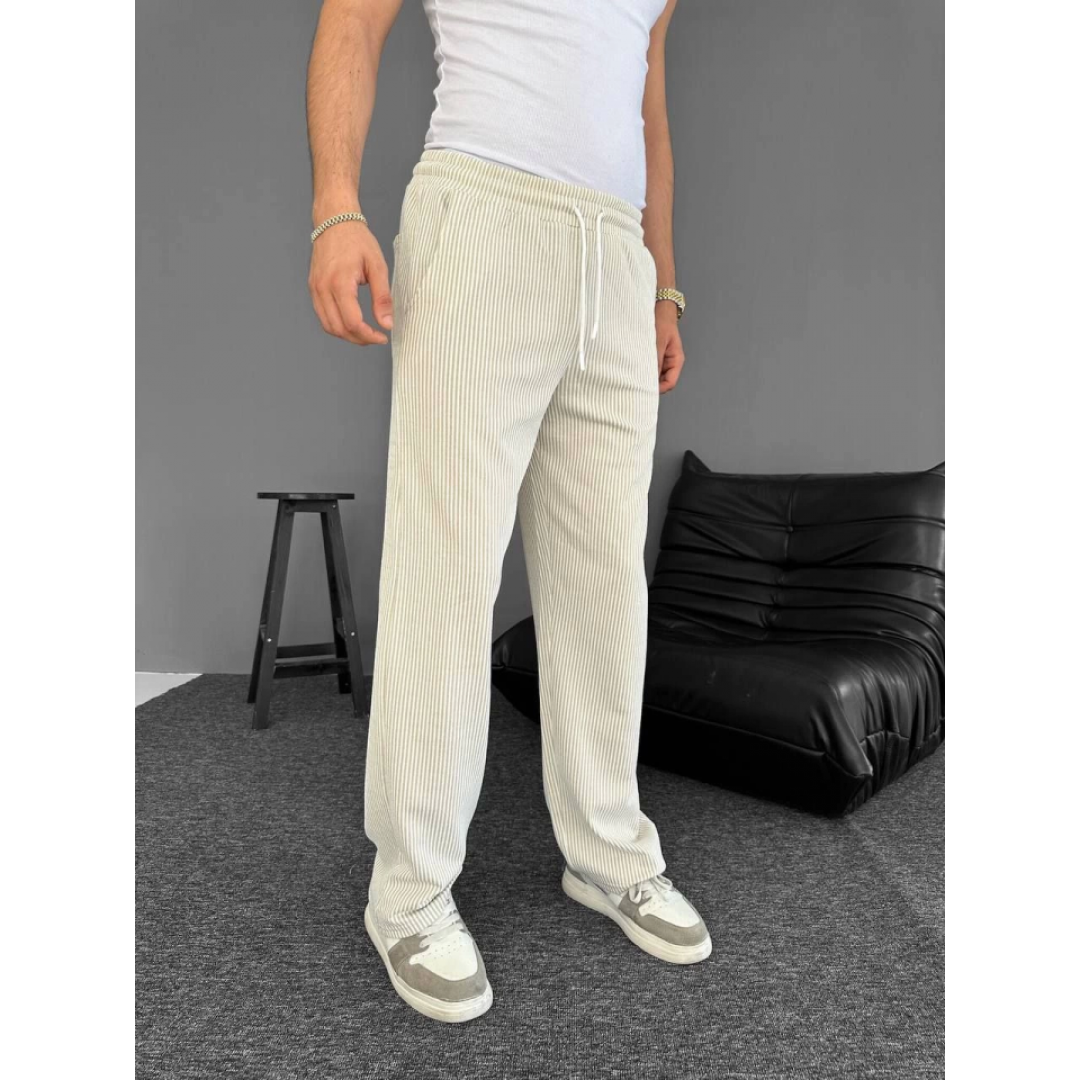 Su Yolu Çizgili Cepli Pantalon - Bej - 160908