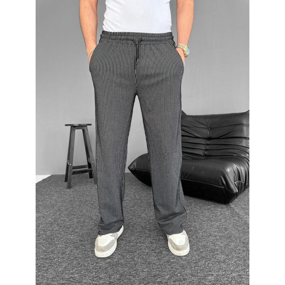 Su Yolu Çizgili Cepli Pantalon - Siyah - 160909