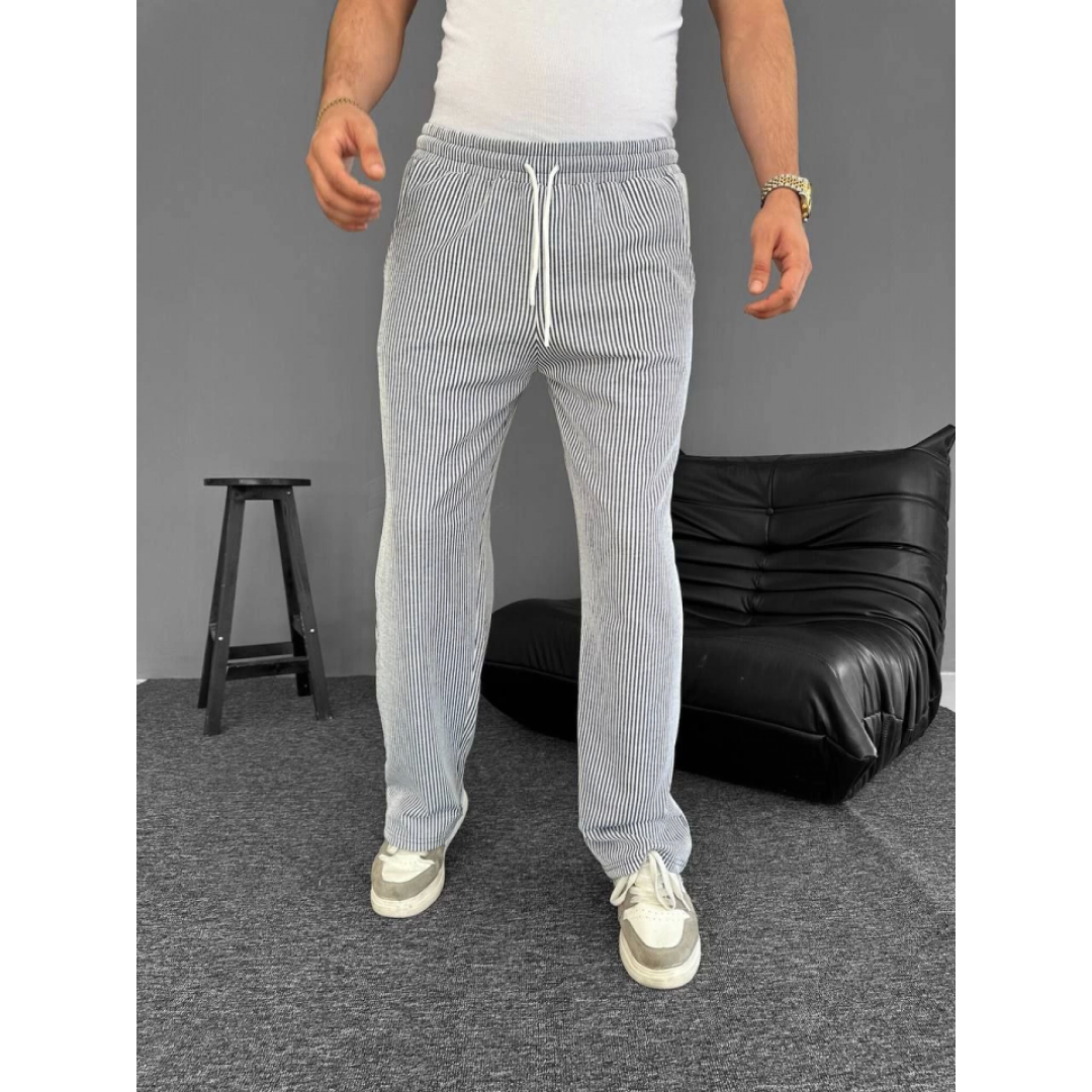 Su Yolu Çizgili Cepli Pantalon - Gri - 160910