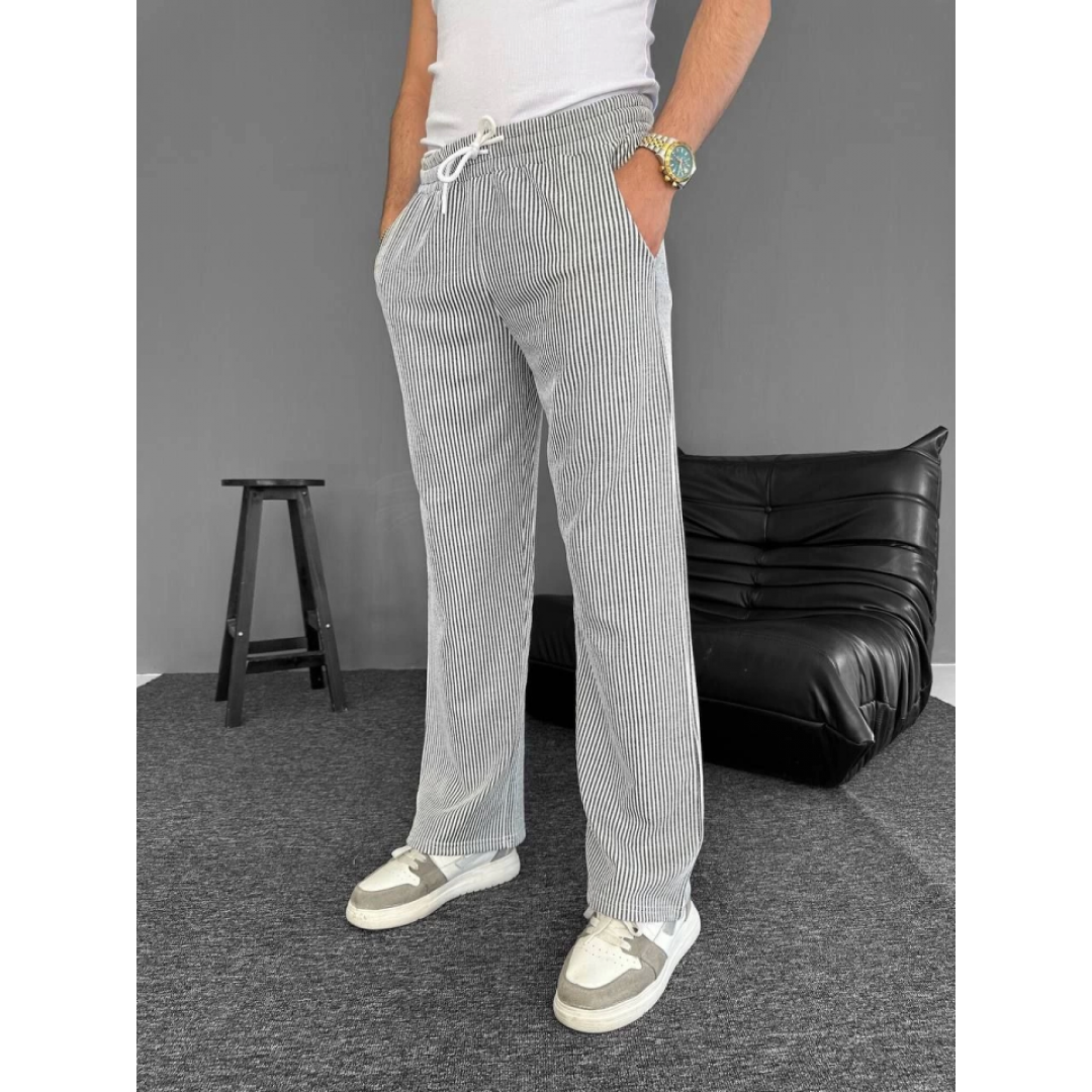 Su Yolu Çizgili Cepli Pantalon - Gri - 160910
