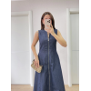 Jeans Kot Önü Tam Fermuarlı Uzun Elbise - Mavi - 161029 Jeans Kot Önü Tam Fermuarlı Uzun Elbise - Mavi - 161029