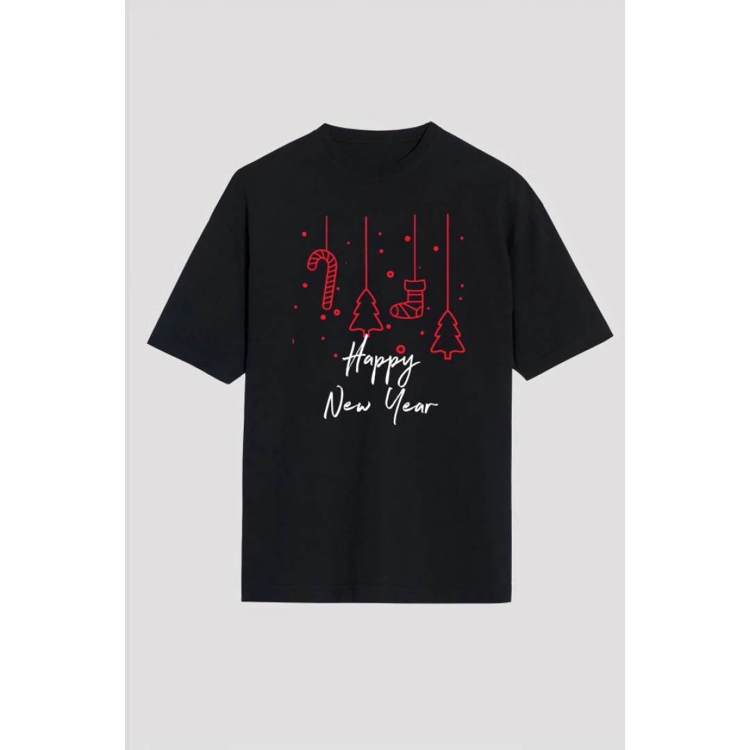 Happy New Year Baskılı T-shirt - Siyah 161327 Happy New Year Baskılı T-shirt - Siyah 161327