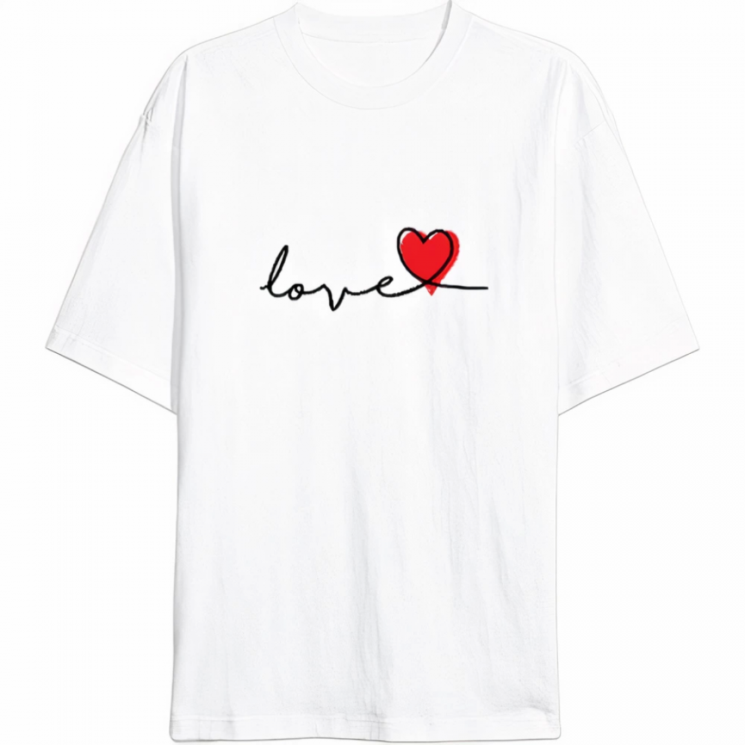 Sevgililer Günü İçin Özel Tasarım Love Baskılı T-shirt - Beyaz 161336 Sevgililer Günü İçin Özel Tasarım Love Baskılı T-shirt - Beyaz 161336