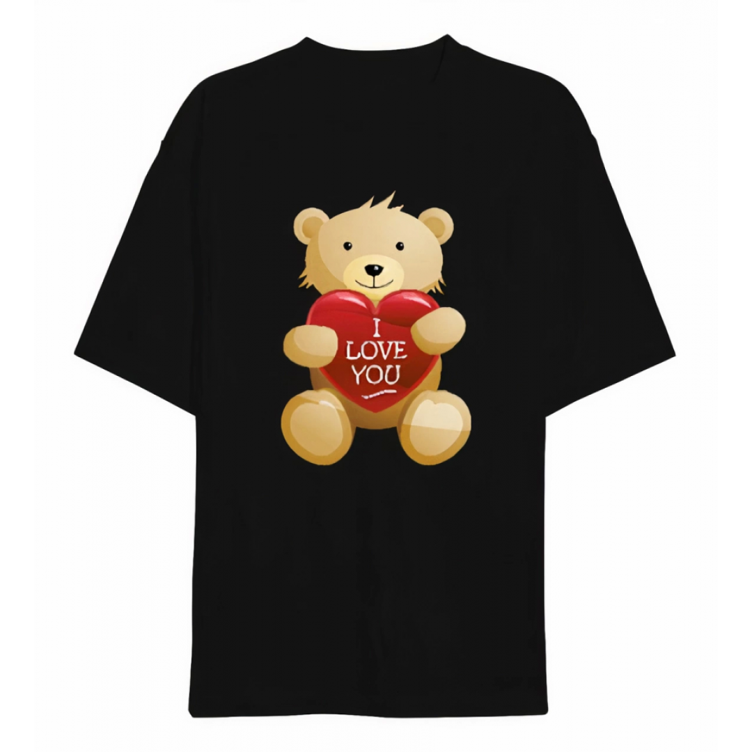 Sevgililer Günü İçin Özel Tasarım I Love You Ayı Baskılı T-shirt - Siyah 161342 Sevgililer Günü İçin Özel Tasarım I Love You Ayı Baskılı T-shirt - Siyah 161342