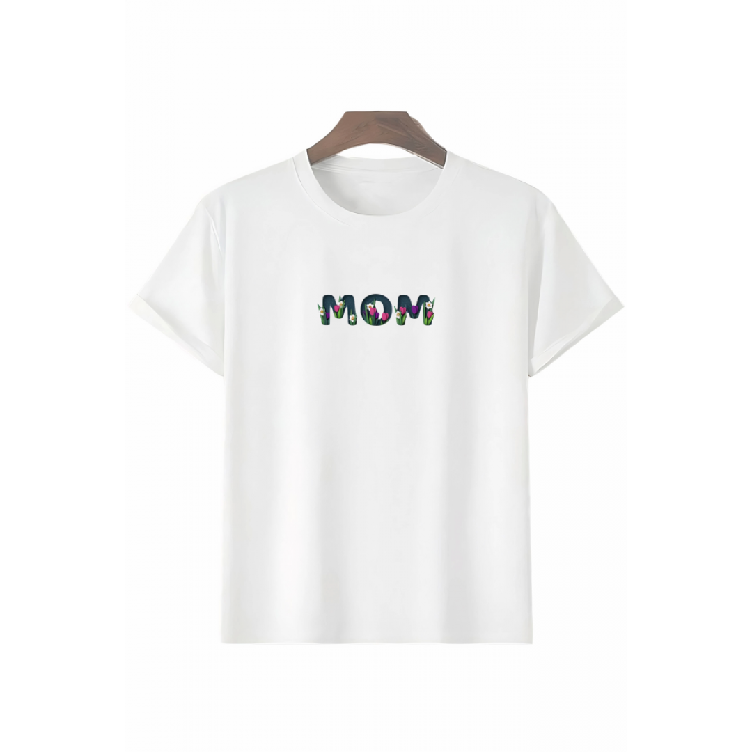 Anneler Gününe Özel Tasarım Mom Çiçek Baskılı T-shirt - Beyaz 161354 Anneler Gününe Özel Tasarım Mom Çiçek Baskılı T-shirt - Beyaz 161354