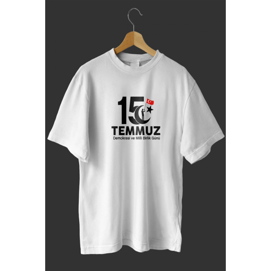 15 Temmuza Özel Tasarım Baskılı T-shirt - Beyaz 161358