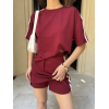 Osy Modal Yumuşak Dokulu Kumaş Parçalı Bisiklet Yaka T-shirt Mini Şortlu Etek İkili Takım -Bordo 161837 Osy Modal Yumuşak Dokulu Kumaş Parçalı Bisiklet Yaka T-shirt Mini Şortlu Etek İkili Takım -Bordo 161837
