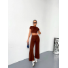 Osy Modal Yumuşak Dokulu Kumaş Kısa Kollu Crop Alt Ispanyol Paça Pantalon Ikili Takım - Kahverengi 162223 Osy Modal Yumuşak Dokulu Kumaş Kısa Kollu Crop Alt Ispanyol Paça Pantalon Ikili Takım - Kahverengi 162223