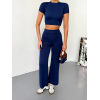 Osy Modal Yumuşak Dokulu Kumaş Kısa Kollu Crop Alt Ispanyol Paça Pantalon Ikili Takım - Lacivert 162224 Osy Modal Yumuşak Dokulu Kumaş Kısa Kollu Crop Alt Ispanyol Paça Pantalon Ikili Takım - Lacivert 162224