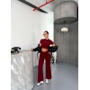 Osy Modal Yumuşak Dokulu Kumaş Kısa Kollu Crop Alt Ispanyol Paça Pantalon Ikili Takım - Bordo 162225 Osy Modal Yumuşak Dokulu Kumaş Kısa Kollu Crop Alt Ispanyol Paça Pantalon Ikili Takım - Bordo 162225
