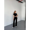 Osy Modal Yumuşak Dokulu Kumaş Kısa Kollu Crop Rahat Pantalon Ikili Takım - Siyah 162227