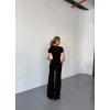 Osy Modal Yumuşak Dokulu Kumaş Kısa Kollu Crop Rahat Pantalon Ikili Takım - Siyah 162227