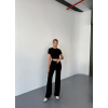 Osy Modal Yumuşak Dokulu Kumaş Kısa Kollu Crop Rahat Pantalon Ikili Takım - Siyah 162227