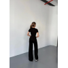 Osy Modal Yumuşak Dokulu Kumaş Kısa Kollu Crop Rahat Pantalon Ikili Takım - Siyah 162227