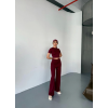 Osy Modal Yumuşak Dokulu Kumaş Kısa Kollu Crop Rahat Pantalon Ikili Takım - Bordo 162228 Osy Modal Yumuşak Dokulu Kumaş Kısa Kollu Crop Rahat Pantalon Ikili Takım - Bordo 162228