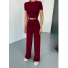 Osy Modal Yumuşak Dokulu Kumaş Kısa Kollu Crop Rahat Pantalon Ikili Takım - Bordo 162228 Osy Modal Yumuşak Dokulu Kumaş Kısa Kollu Crop Rahat Pantalon Ikili Takım - Bordo 162228