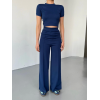 Osy Modal Yumuşak Dokulu Kumaş Kısa Kollu Crop Rahat Pantalon Ikili Takım - Lacivert 162229