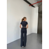 Osy Modal Yumuşak Dokulu Kumaş Kısa Kollu Crop Rahat Pantalon Ikili Takım - Füme 162231 Osy Modal Yumuşak Dokulu Kumaş Kısa Kollu Crop Rahat Pantalon Ikili Takım - Füme 162231