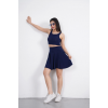 Sendy Kumaş Bisiklet Yaka Crop Şortlu Etek Ikili Takım - Lacivert 162233