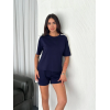 Osy Modal Yumuşak Dokulu Kumaş Parçalı Bisiklet Yaka T-shirt Kısa Şort İkili Takım - Mavi 162243 Osy Modal Yumuşak Dokulu Kumaş Parçalı Bisiklet Yaka T-shirt Kısa Şort İkili Takım - Mavi 162243