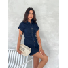 Kısa Kolu Mini Kot Kumaşından Likralı Elbise - Lacivert - 162245 Kısa Kolu Mini Kot Kumaşından Likralı Elbise - Lacivert - 162245