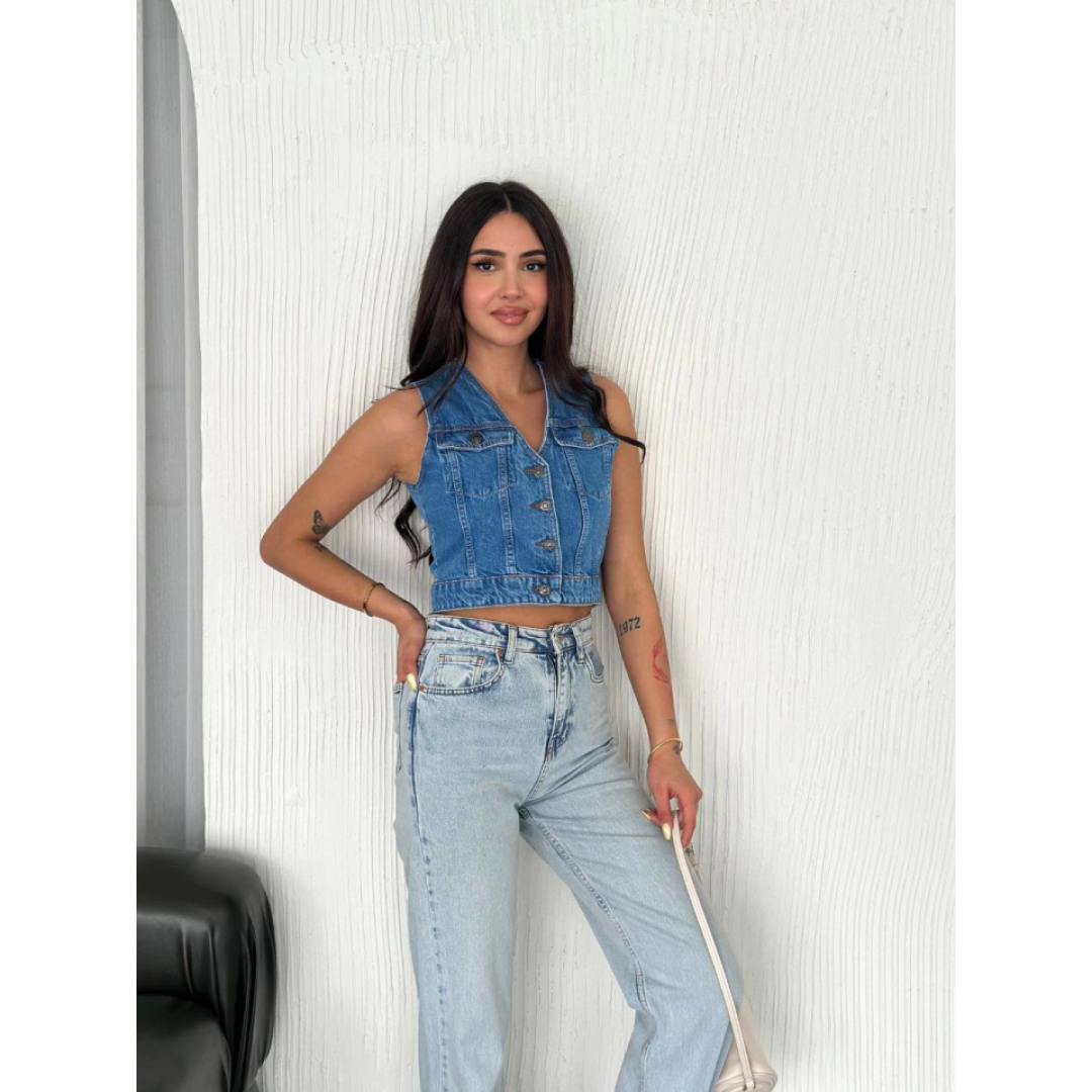 Kot Jeans Yelek - Mavi