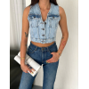 Kot Jeans Yelek - Buz Mavisi - 162255 Kot Jeans Yelek - Buz Mavisi - 162255