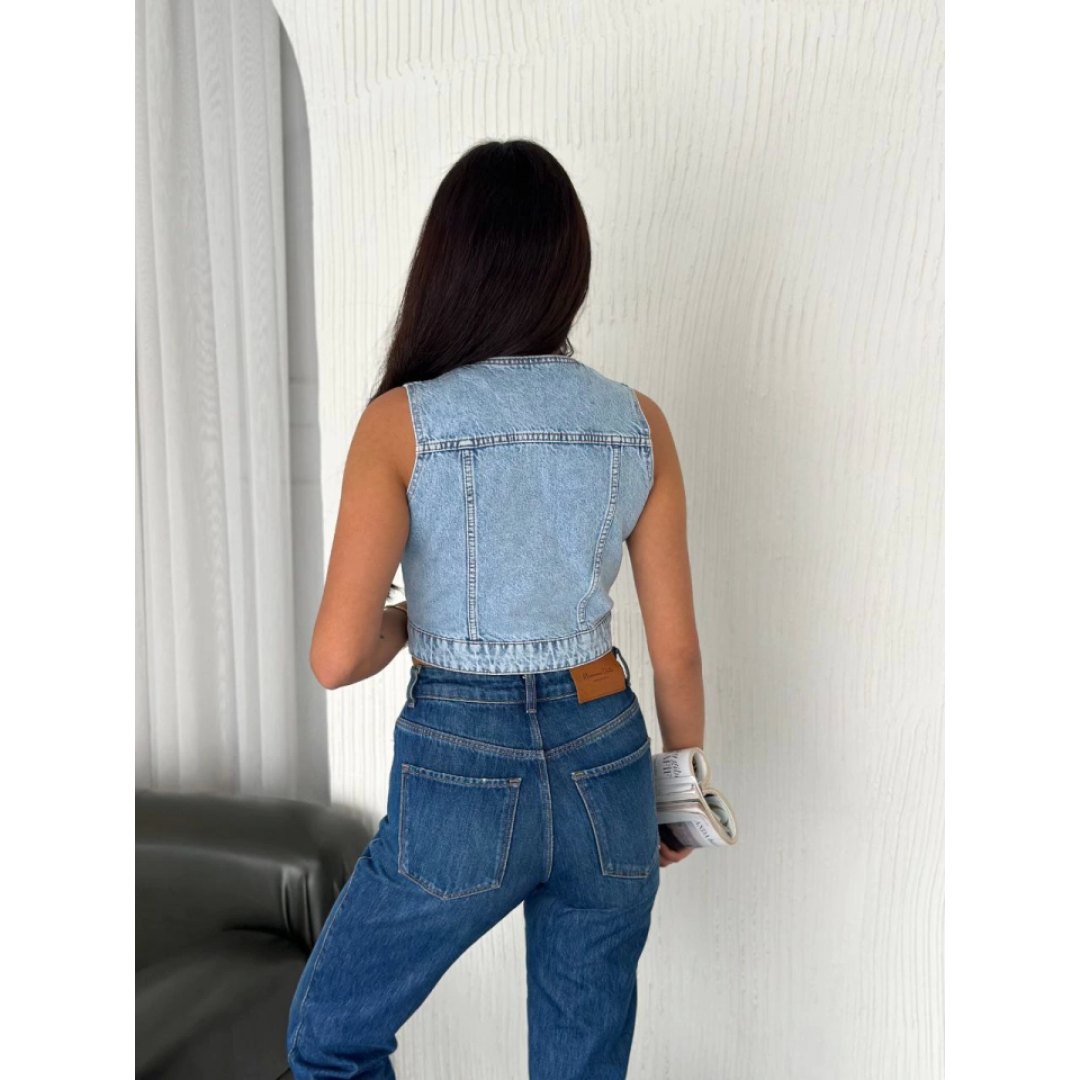 Kot Jeans Yelek - Buz Mavisi - 162255 Kot Jeans Yelek - Buz Mavisi - 162255