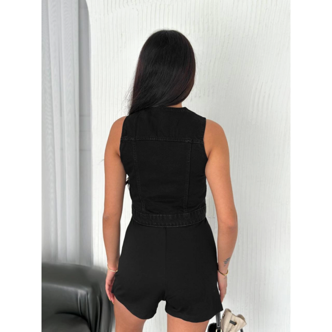 Kot Jeans Yelek - Siyah - 162256 Kot Jeans Yelek - Siyah - 162256