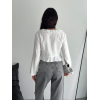 Keten Uzun Kol Bağacık Detaylı Bluz - Beyaz - 162285 Keten Uzun Kol Bağacık Detaylı Bluz - Beyaz - 162285