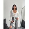 Keten Uzun Kol Bağacık Detaylı Bluz - Beyaz - 162285 Keten Uzun Kol Bağacık Detaylı Bluz - Beyaz - 162285