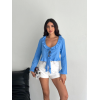 Keten Uzun Kol Bağacık Detaylı Bluz - Mavi - 162287