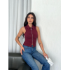 Yakalı Tam Fermuarlı Kolsuz Bluz - Bordo 162334 Yakalı Tam Fermuarlı Kolsuz Bluz - Bordo 162334