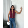 Yakalı Tam Fermuarlı Kolsuz Bluz - Bordo 162334 Yakalı Tam Fermuarlı Kolsuz Bluz - Bordo 162334