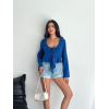 Keten Uzun Kol Bağacık Detaylı Bluz - Lacivert - 162339 Keten Uzun Kol Bağacık Detaylı Bluz - Lacivert - 162339